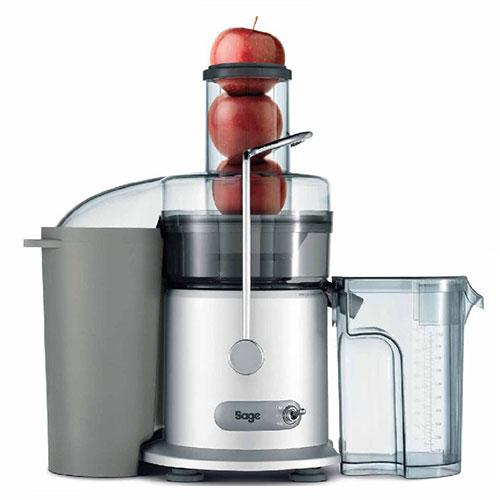 the Nutri JuicerÂ® Classic Juicers in Silver custom designed juice nozzle